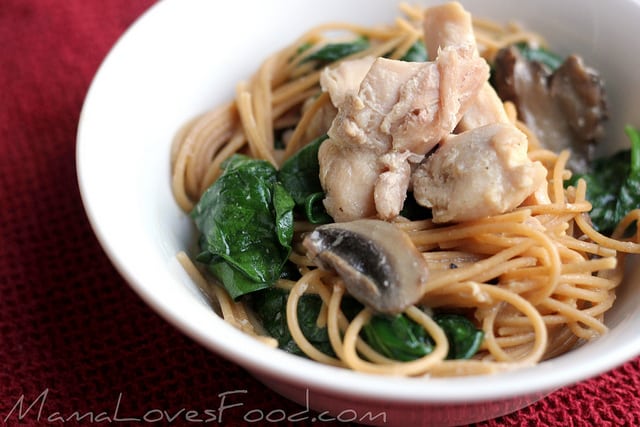 Chicken Spinach Spaghetti Alfredo for the Slow Cooker.