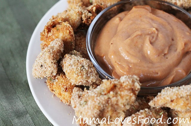Baked Chicken Nuggets with Dijon Barbecue Sauce