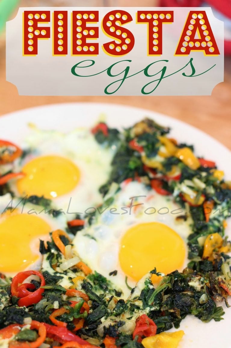 Fried Eggs with Spinach and Peppers