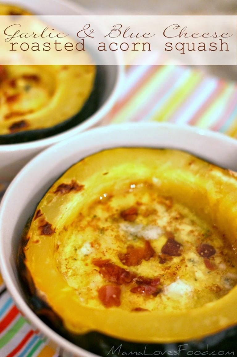 Garlic and Blue Cheese Roasted Acorn Squash.