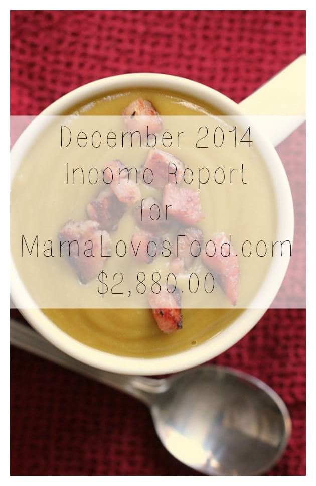 Income and Traffic Report for MamaLovesFood.com December 2014