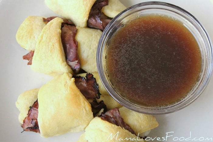 Easy Recipe for French Dip Crescent Roll Sandwiches