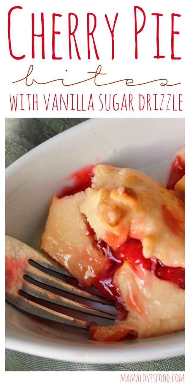 Cherry Pie Bites with Vanilla Sugar Drizzle
