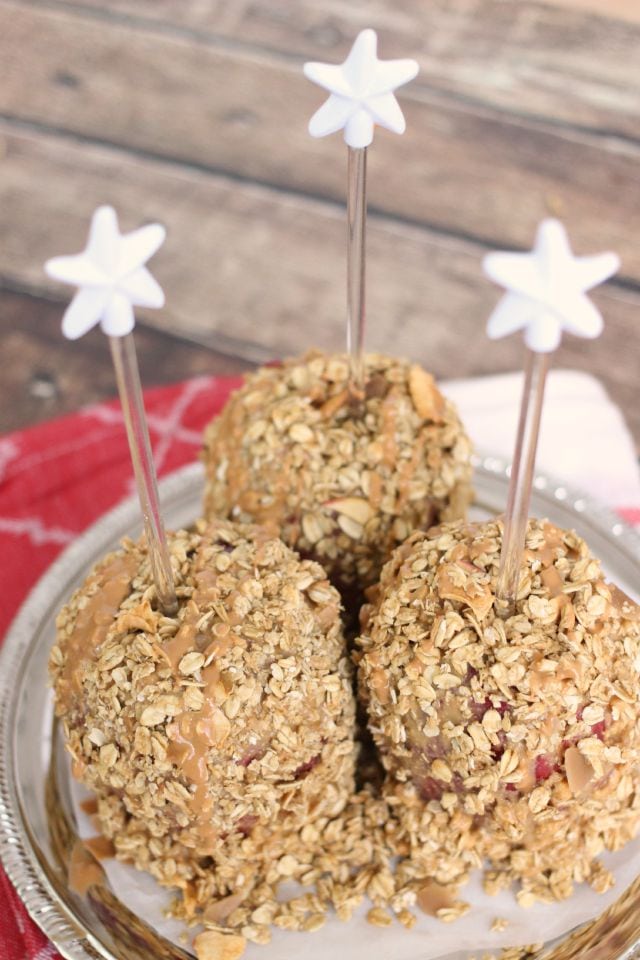 Peanut Butter and Granola Candy Apples