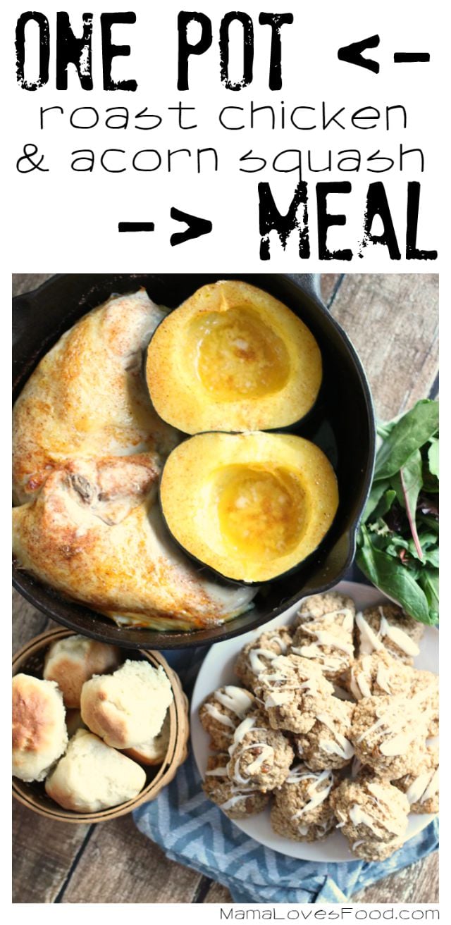 One Pot Roast Chicken and Acorn Squash