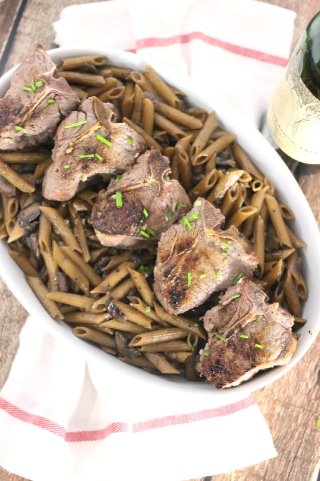 One Skillet Seared Lamb & Creamy Red Wine Penne
