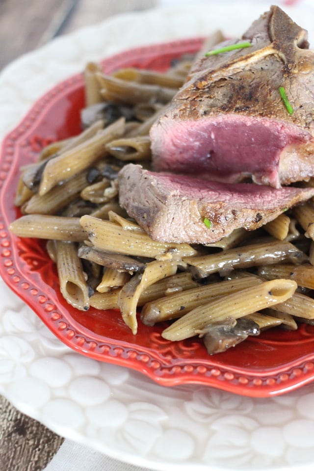 One Skillet Seared Lamb & Creamy Red Wine Penne