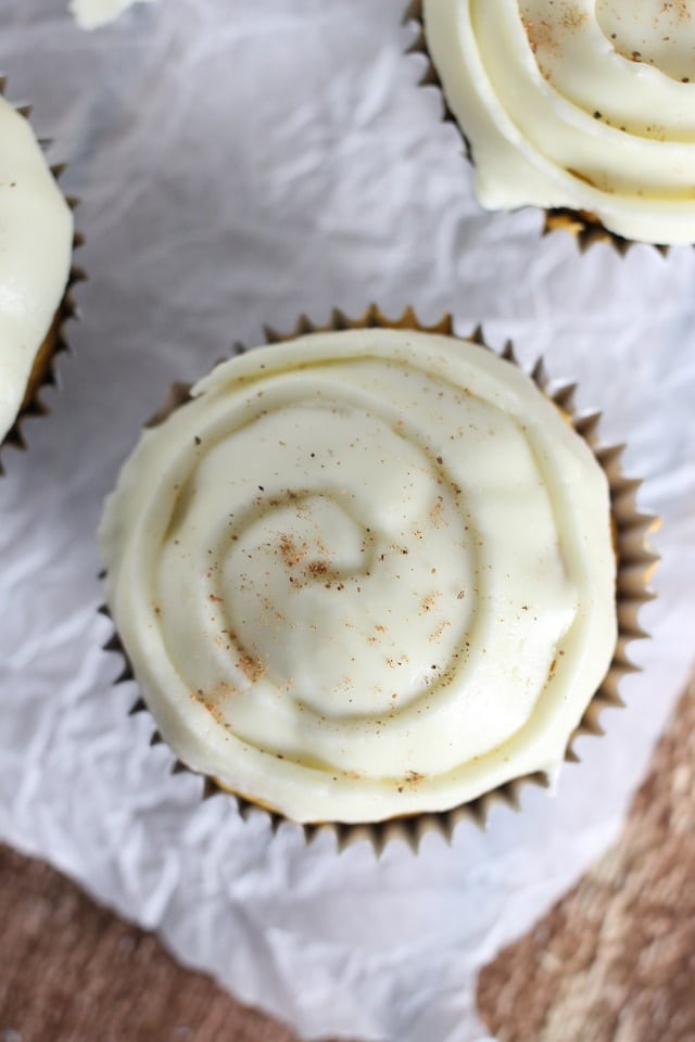 Pumpkin Spice Cupcakes Recipe with Eggnog Frosting