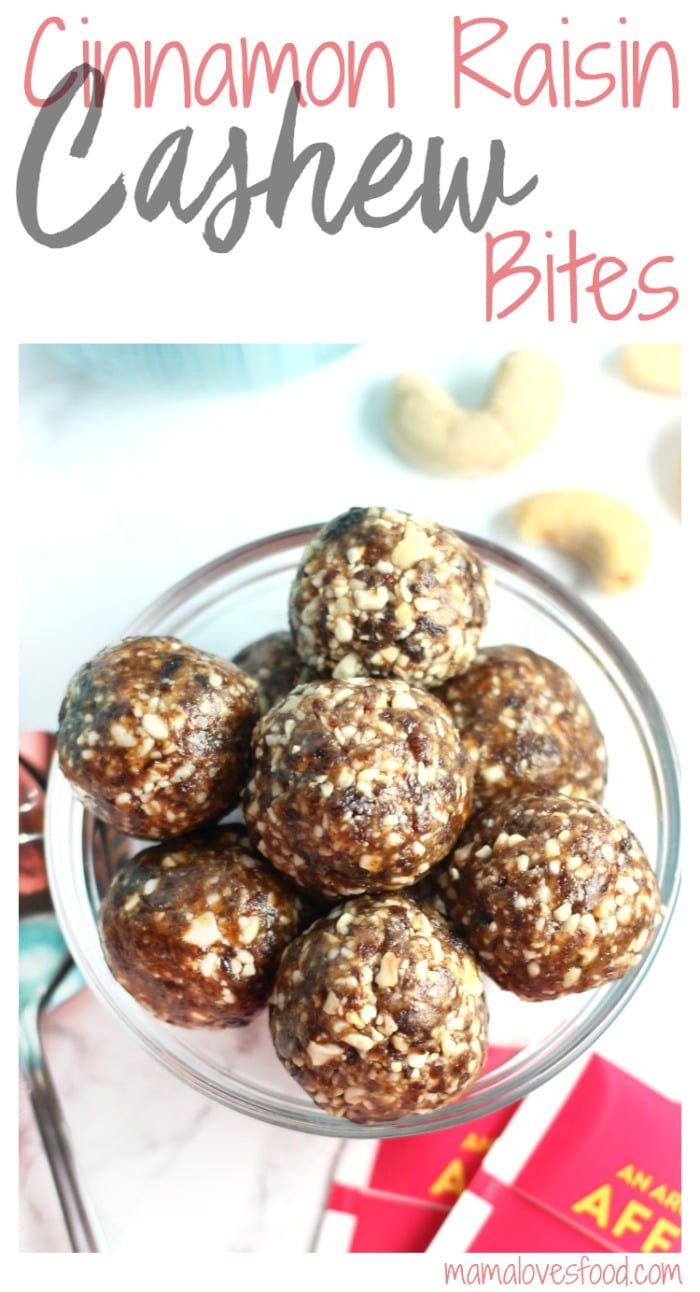 No Bake Cinnamon Raisin Cashew Bites