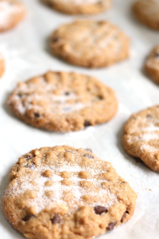 Four Ingredient Flourless Peanut Butter Chocolate Chip Cookies from Mama Loves Food