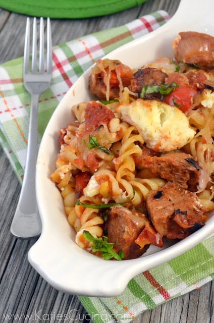 Fire Roasted Tomato and Spicy Sausage Pasta from Katie's Cucina