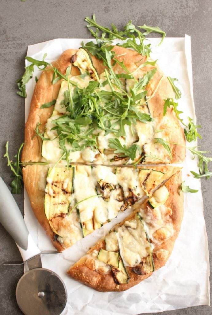 Grilled Zucchini Pizza with Rucola
