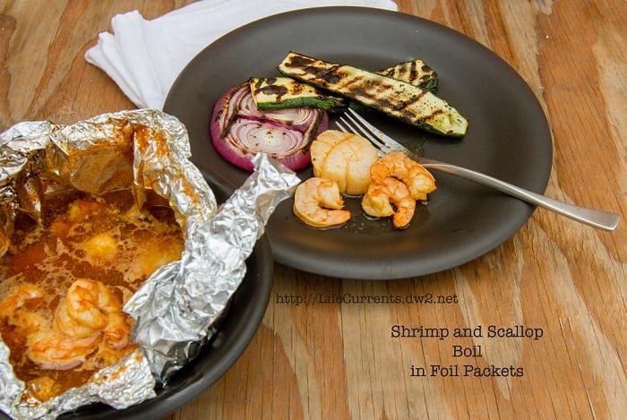 Shrimp and Scallop Boil in Foil Packets