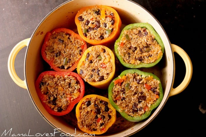 Taco Stuffed Peppers with Beef, Rice, Cheese, and Peppers