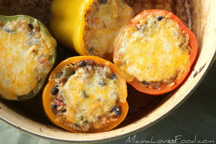 Stuffed Peppers with Taco Meat and Melted Cheese