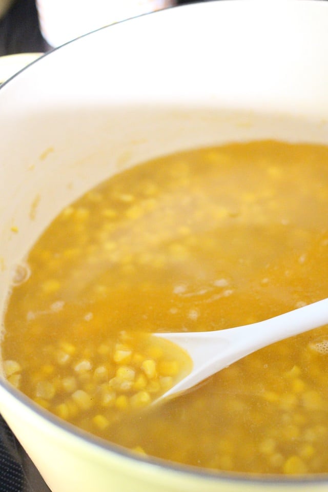 Creamy Sweet Corn Soup with Roasted Corn and Tomato Relish
