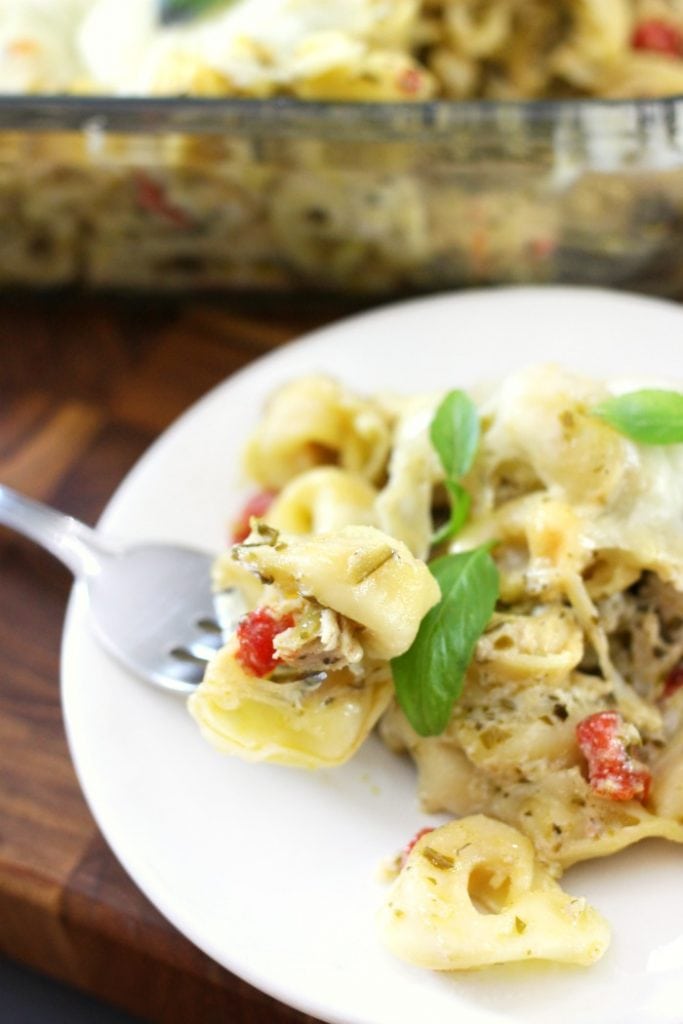Cheesy Tortellini & Pesto Chicken Casserole Dinner Recipe