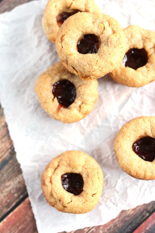 PB&J Thumbprint Cookies - Peanut Butter and Jelly Thumbprint Cookies