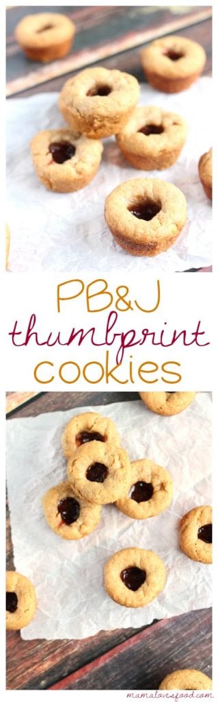 PB&J Thumbprint Cookies - Peanut Butter and Jelly Thumbprint Cookies