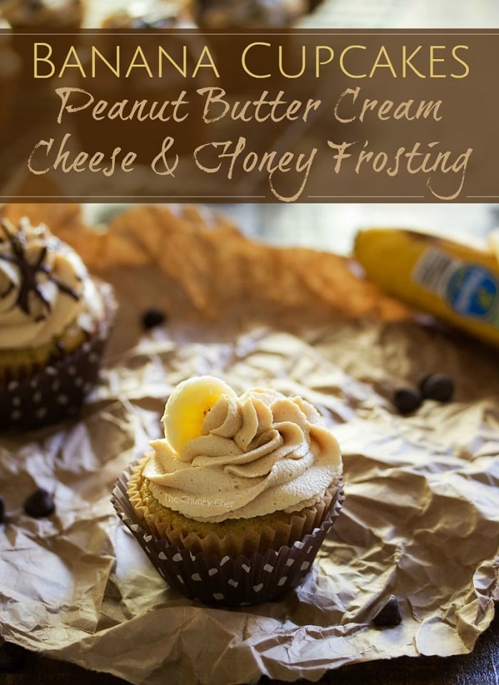 Banana Cupcakes with Peanut Butter Cream Cheese & Honey Frosting