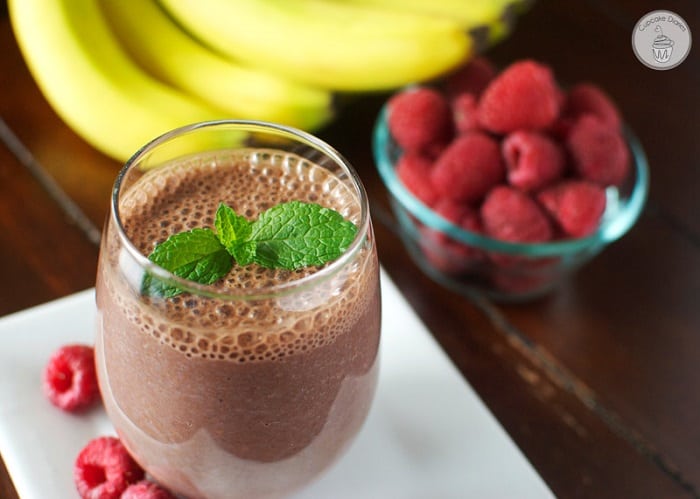 Chocolate Banana Raspberry Breakfast Drink