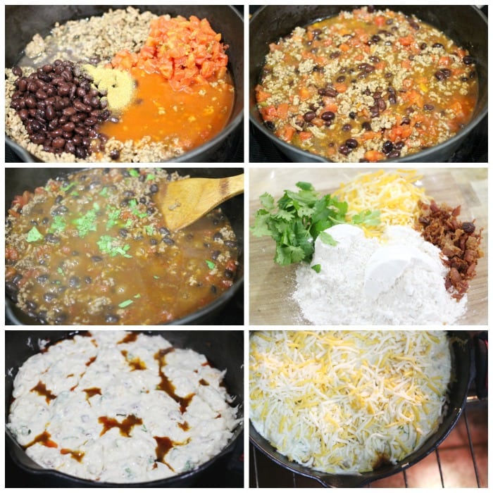 One Pot Mexican Skillet Bake - Beef and Cheese Cobbler Recipe