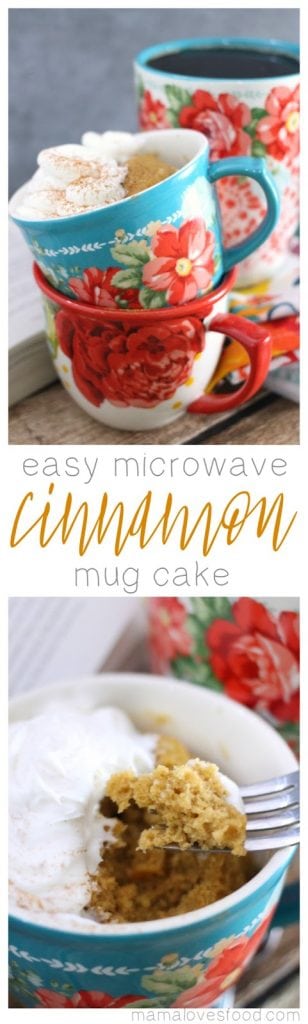 Easy Cinnamon Mug Cake Recipe made in the microwave