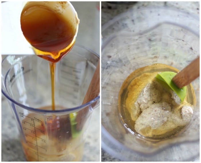 Honey, Mustard, Vinegar, Salt, and pepper in this Apple Cider Vinaigrette Dressing Recipe