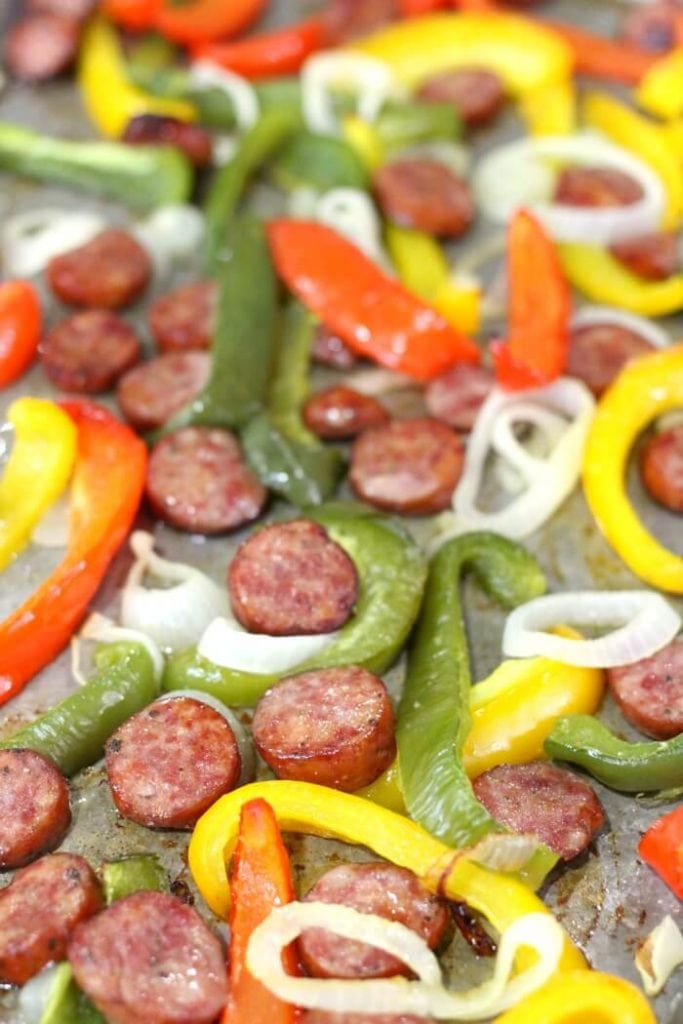 how to make sausage and peppers on a cookie sheet