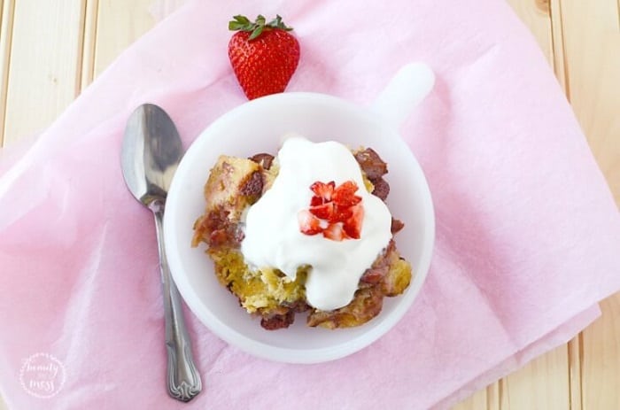 Slow Cooker Strawberry Bread Pudding