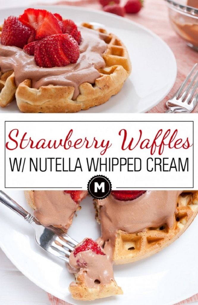 Strawberry Waffles With Nutella Whipped Cream
