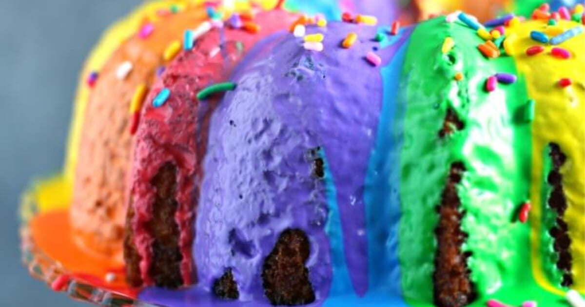 Rainbow Bundt Cake - Mix & Match Mama