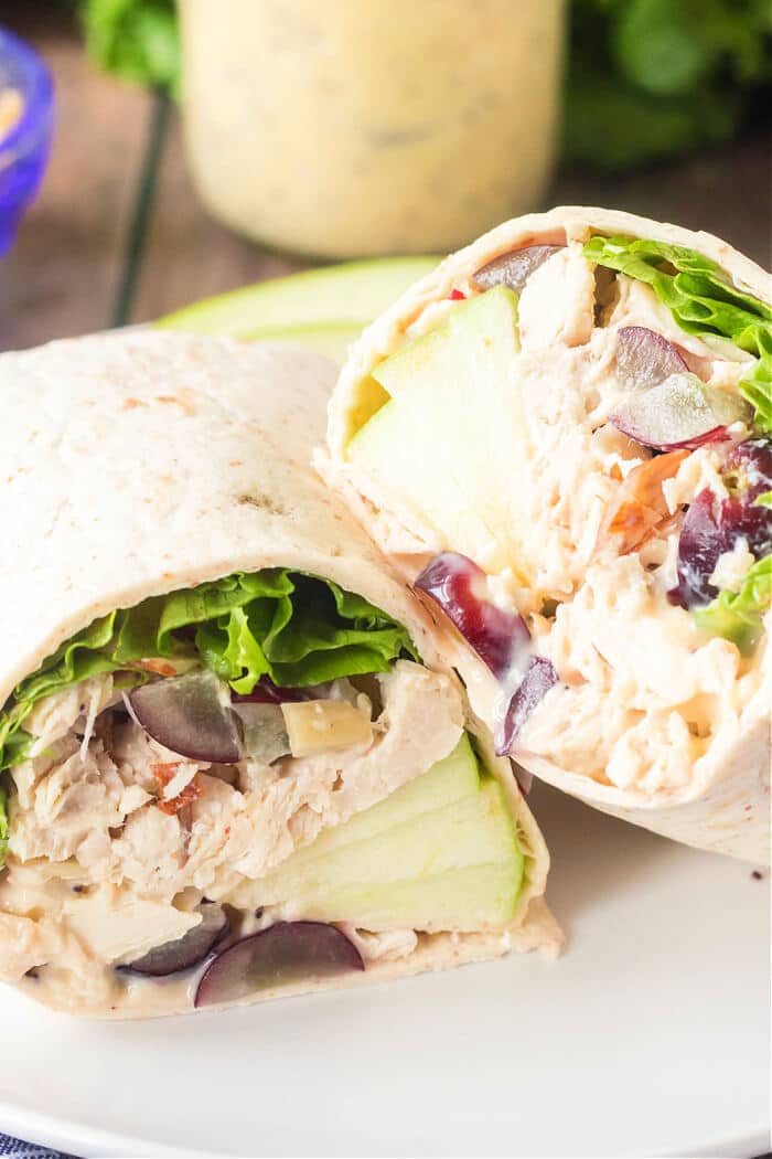 CHICKEN SALAD WRAP WITH APPLES AND GRAPES