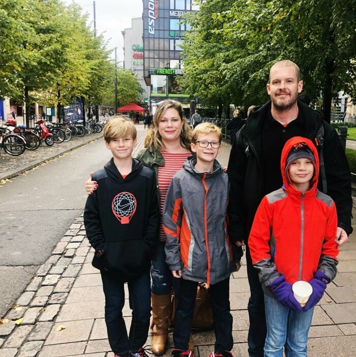 FAMILY PICTURE IN DOWNTOWN HELSINKI FINLAND