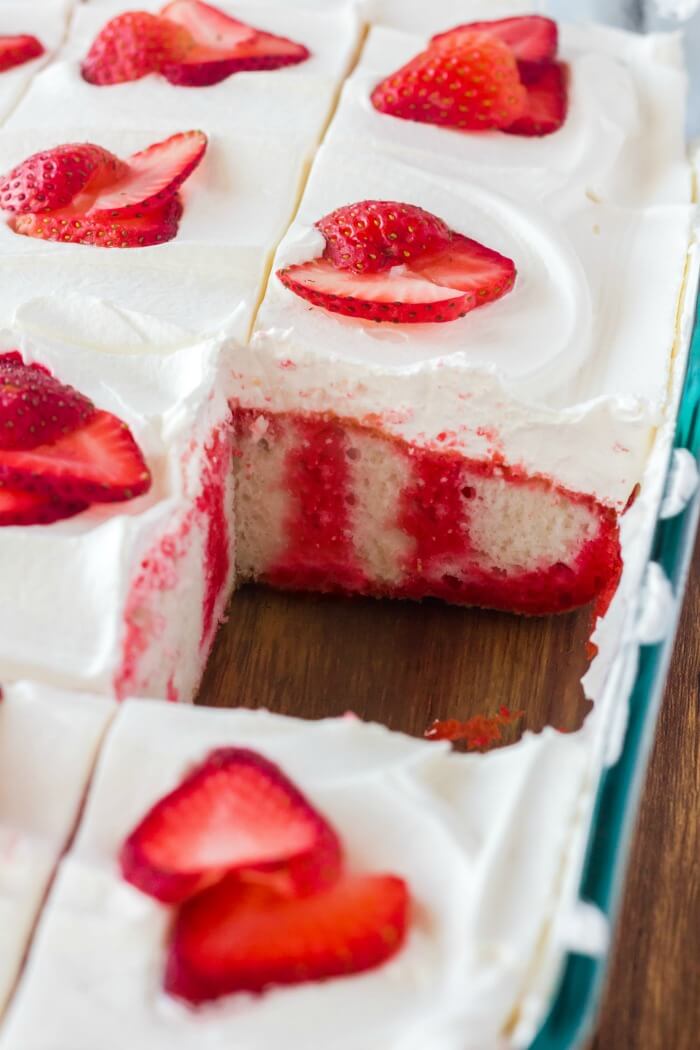 STRAWBERRY POKE CAKE WITH COOL WHIP