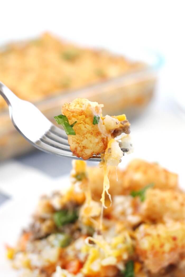 TATER TOT CASSEROLE WITH GROUND BEEF