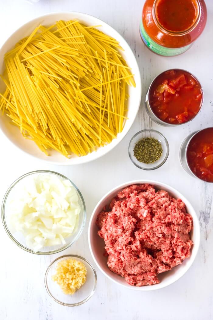 INGREDIENTS FOR INSTANT POT SPAGHETTI