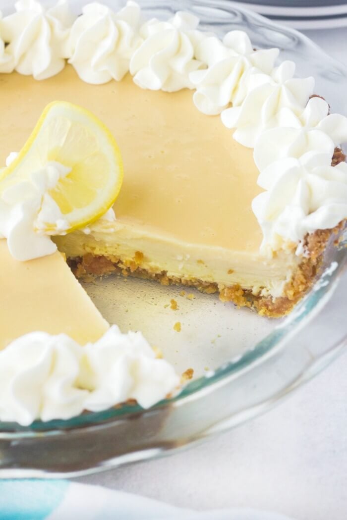 LEMON PIE WITH MISSING PIECE CLOSE UP