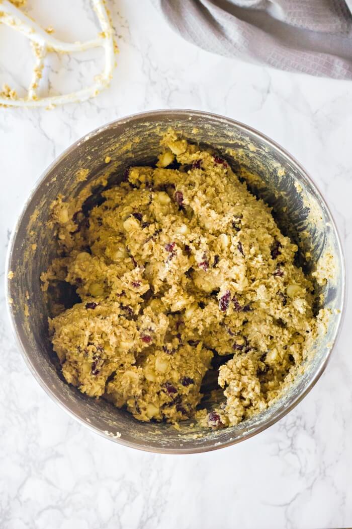 BATTER FOR WHITE CHOCOLATE CRANBERRY OATMEAL COOKIES
