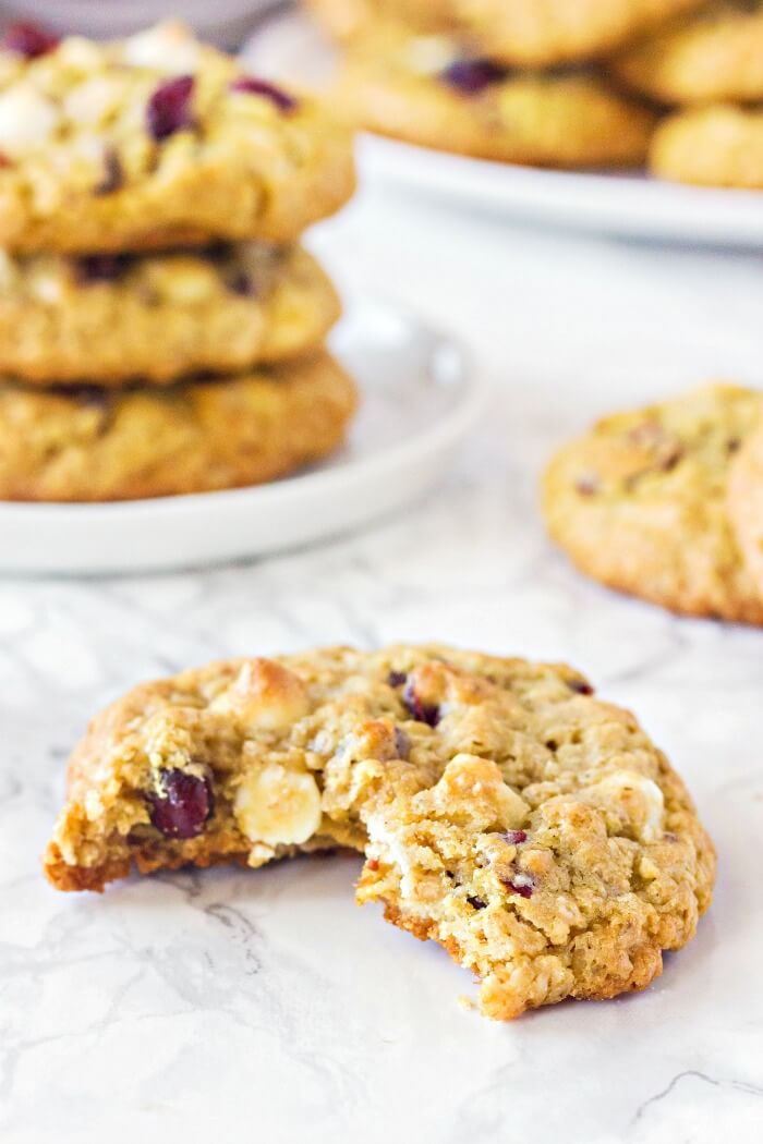 CHEWY OATMEAL CRANBERRY COOKIES WITH WHITE CHOCOLATE