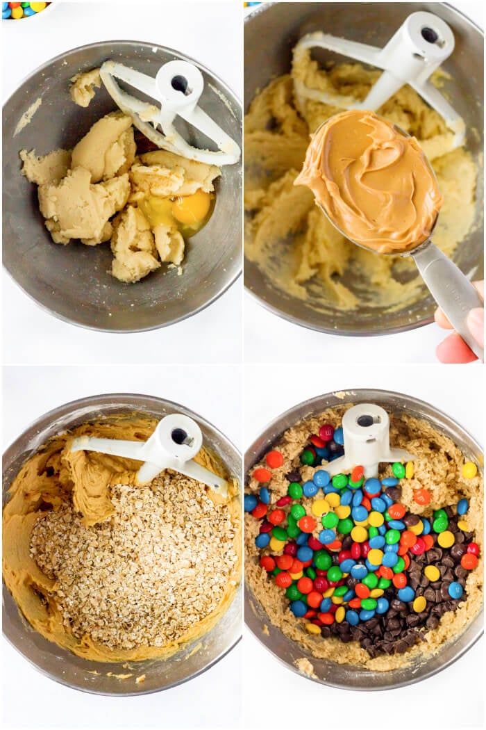 Monster cookie bars are ooey gooey peanut butter, oatmeal, and M&M filled dessert bars that are bound to put a smile on your face! HOW DO YOU MAKE MONSTER COOKIE BARS