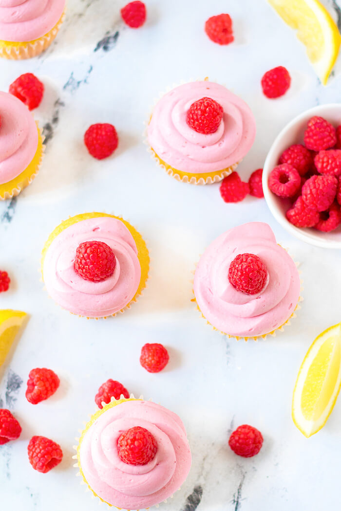 LEMON CUPCAKES WITH RASPBERRY FROSTING