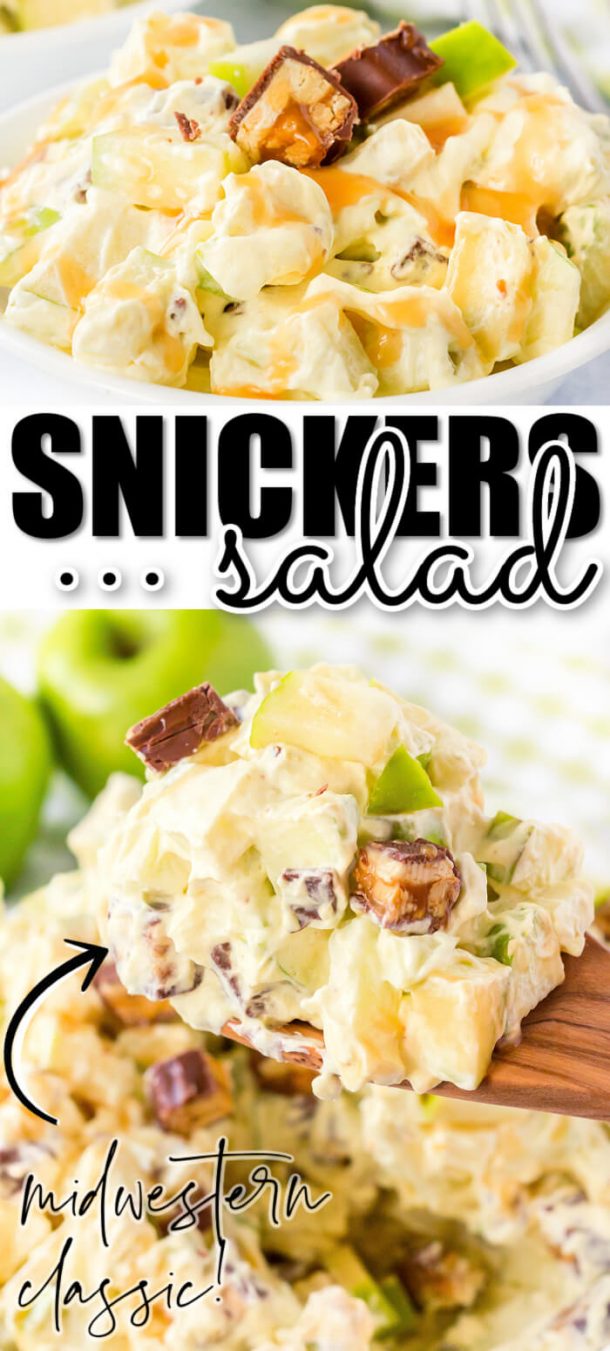 Snickers Salad with Apples & Caramel - Mama Loves Food