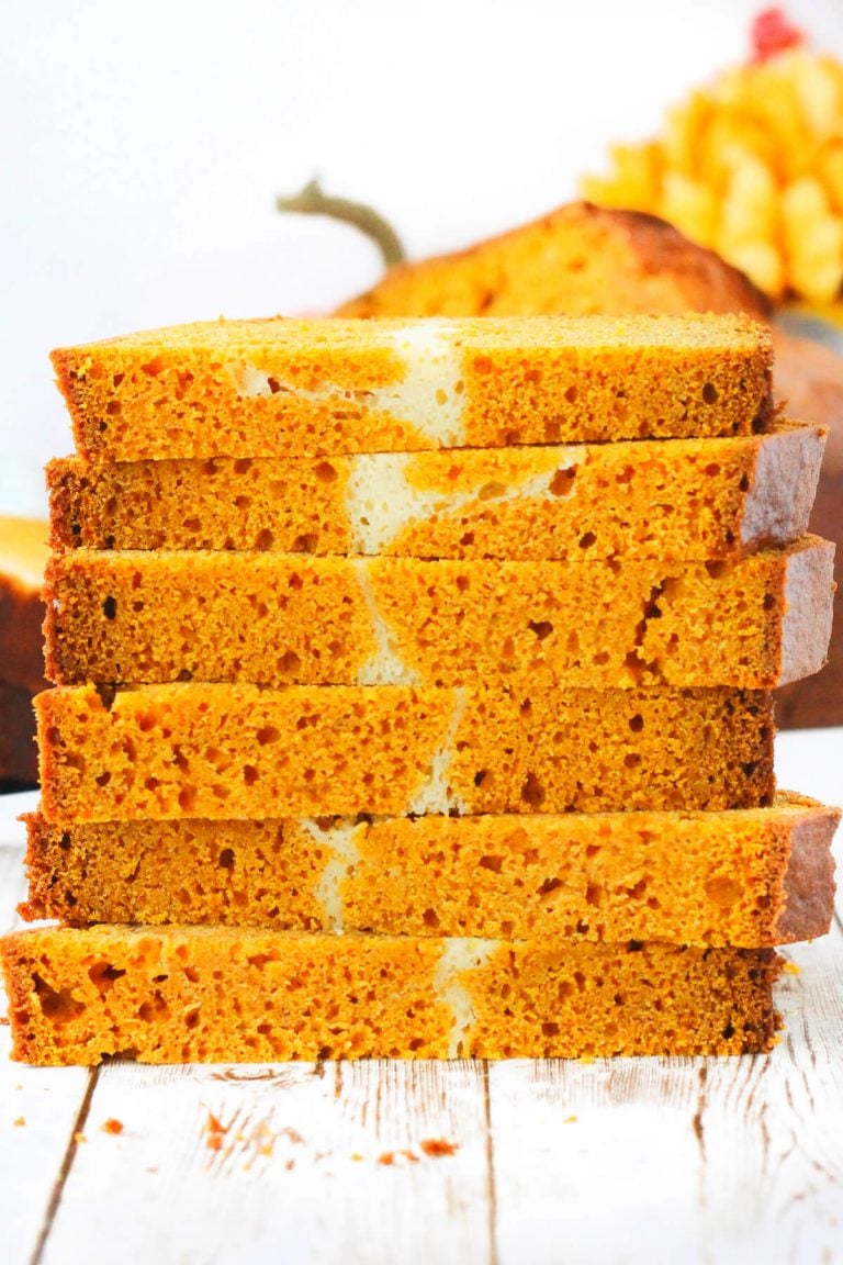 PUMPKIN BREAD WITH CREAM CHEESE SWIRL