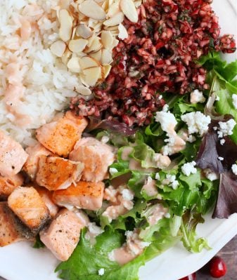 CRANBERRY AND ALMOND SALMON BOWL