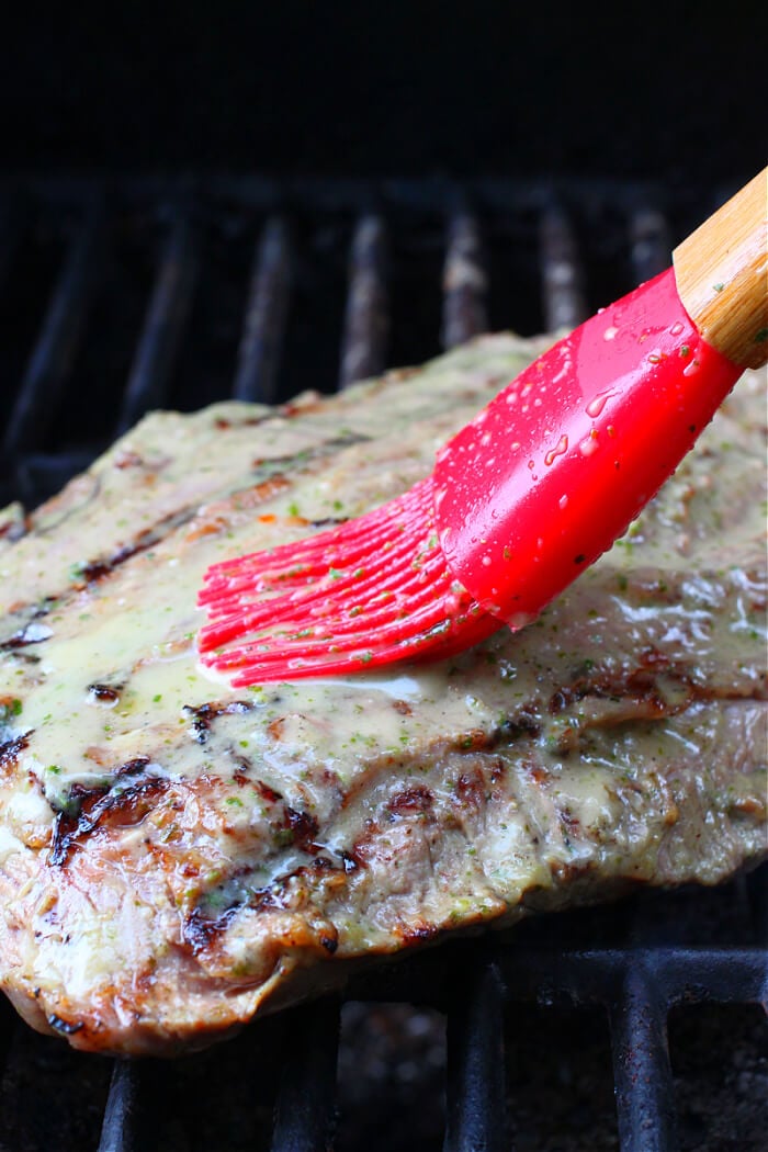 BASTING CILANTRO LIME STEAK ON THE GRILL