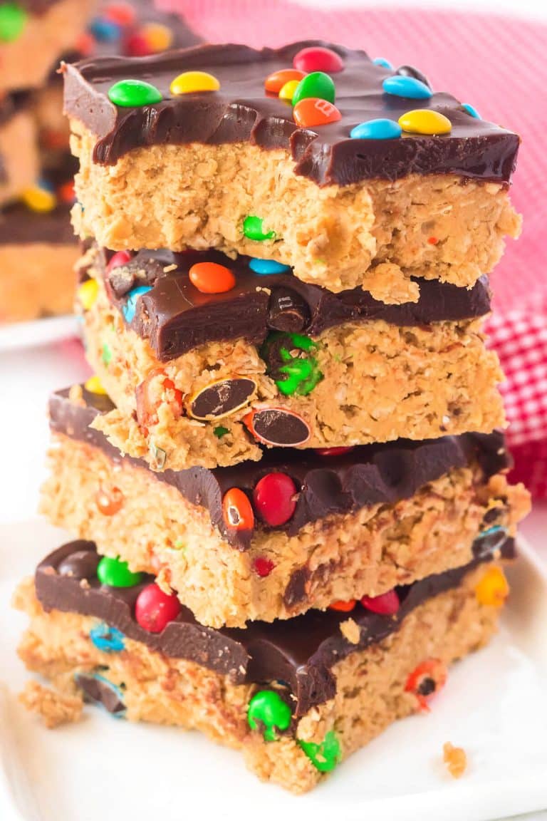 NO BAKE MONSTER COOKIE BARS