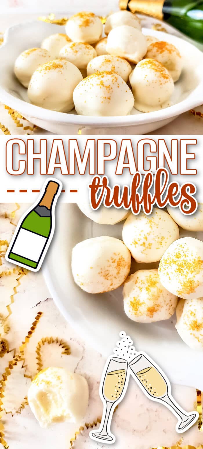 Champagne truffles are a decadent dessert made with white chocolate, cream and champagne topped with gold sprinkles for extra fancy flair! BEST CHAMPAGNE TRUFFLES