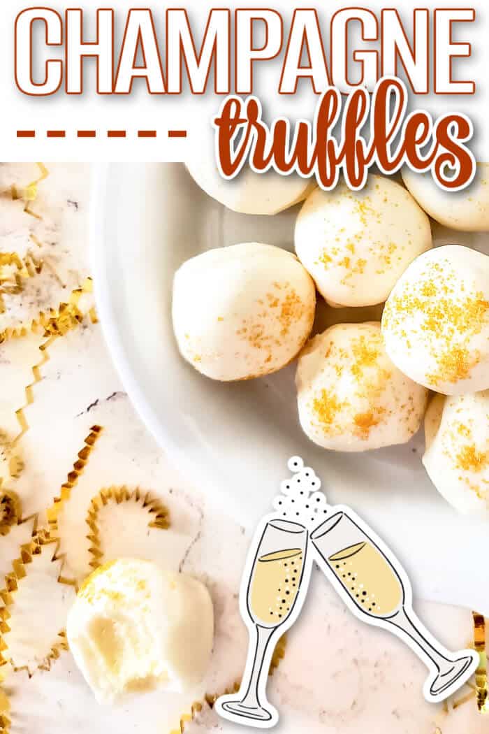 Champagne truffles are a decadent dessert made with white chocolate, cream and champagne topped with gold sprinkles for extra fancy flair! EASY CHAMPAGNE TRUFFLES