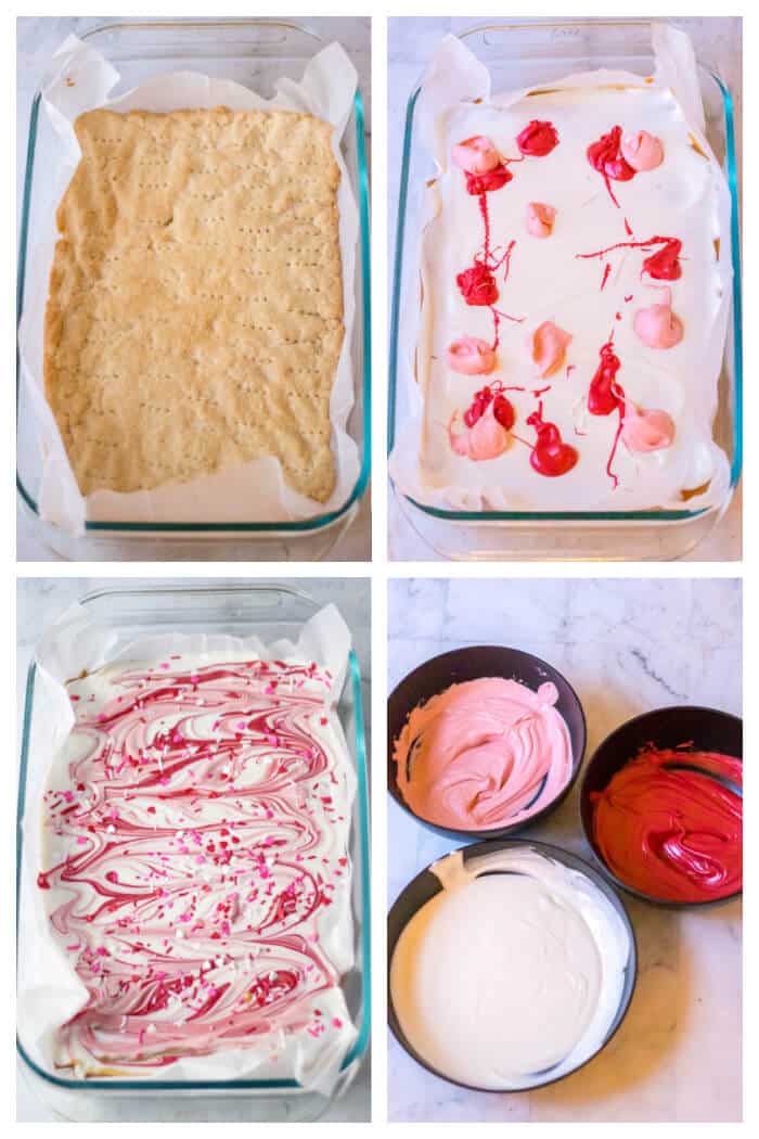Valentine’s millionaire bars are a layered dessert made with shortbread, caramel, creamy chocolate and topped with Valentine sprinkles! HOW DO YOU MAKE VALENTINE'S MILLIONAIRE BARS